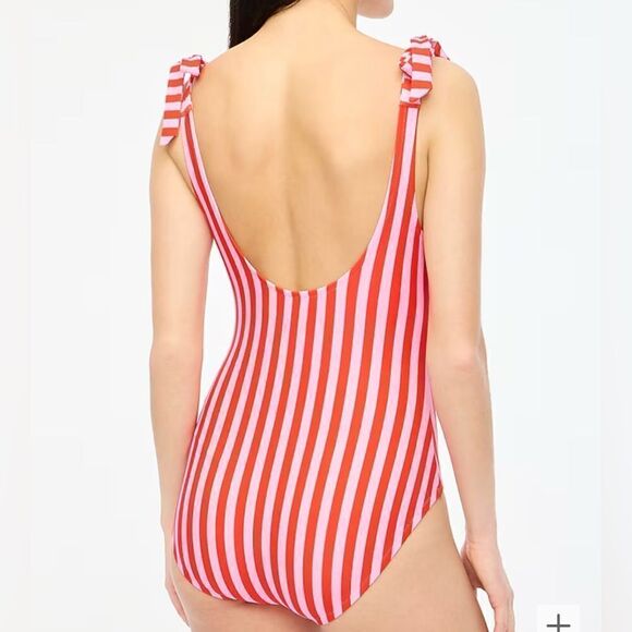 J.Crew Factory Striped tie-shoulder one-piece swimsuit - Picture 3 of 5